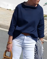 Sofia - Damen Elegantes Oberteil in Marineblau
