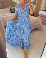 Connie - Floral Maxi Kleid in Blau (Fast ausverkauft)