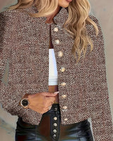 Aruzhan - Eleganter Langarm Blazer Mit Knopfleiste in Braun