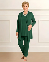 Mia | Lagenlook Cardigan Zweiteiliges Set in Grün