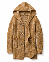Lyndan – Langer Cardigan MIT Kapuze Und Knebelknöpfen in Braun