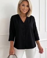 Eleesa – Bequeme Gestreifte Bluse in Schwarz