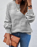 Annastina - Lässiger Langarm Pullover Mit Rundhalsausschnitt in Grau