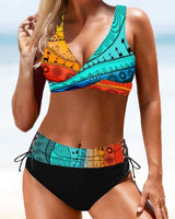 Eva | Fröhlicher Bunter Bikini in Blau/Orange