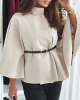 Damen Cape mit Gürtel und weitem Schnitt in Aprikose