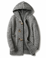 Lyndan – Langer Cardigan MIT Kapuze Und Knebelknöpfen in Grau