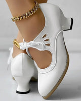 Zydrune - Vintage Leder Pumps Mit Hohem Absatz in Weiß
