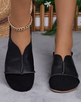 Bethan – Flexible Faltbare Flache Schuhe mit Eckiger Zehenpartie in Schwarz