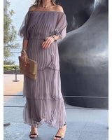 Mabeline - Geschichtetes Breeze Kleid in Grau