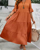 Avelisse - Anmutiges Fließendes Kleid in Orange (Fast ausverkauft)