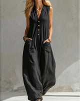Farella - Jumpsuit mit weitem Bein und lockerer Passform in Schwarz