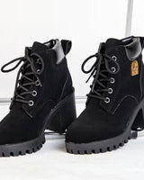 Donjeta – Schnürstiefeletten mit klobigem Absatz in Schwarz