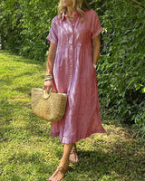 CASSIE | Elegantes gestreiftes Kleid in Rot