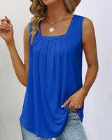 Lucy | Karree-Ausschnitt Ärmellos Top in Blau