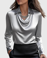 Sylvia | Luxuriöse Bluse in Silber