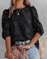 Damen Bluse aus Chiffon mit Blumenmuster in Schwarz