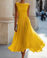 Vireen - plissiertes Midikleid in Gelb
