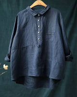 Vega | Oversized Leinen-Bluse in Marineblau