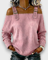 Elama | Off-Shoulder Denim Top in Rosa