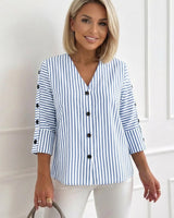 Eleesa – Bequeme Gestreifte Bluse in Hellblau