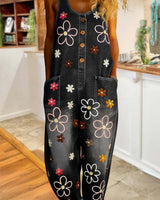 Wenara - Geblümter Jumpsuit in Schwarz