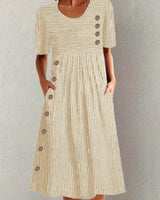 Lorelei™ | Gestreiftes Sommerkleid in Beige