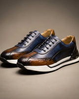 Hitmayer – Schnürbare Leder Turnschuh in Blau
