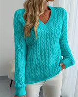 Lenea – Langarm Pullover Mit Zopfmuster in Blau