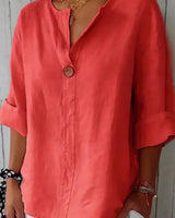 Chalina – Leinen bluse Mit V-Ausschnitt in Rot
