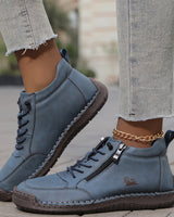 Bettina  | Damen Bequeme Schnürschuhe mit Reißverschluss in Blau