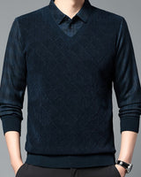 Alan – Langärmeliger Strickpullover in Marineblau