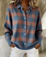 Sarani - Bequeme Langarm Strickjacke in Blau