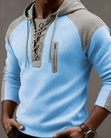 Freddie – Strukturierter Gerippter Pullover Mit Kapuze in Blau