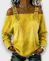 Elama | Off-Shoulder Denim Top in Gelb