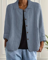 Athena | Rundhals Kurzarm Top in Blau