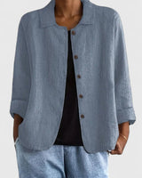 Rilayne - Leichtes Top mit Soft-Touch in Blau-Grau