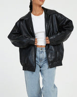 Kerstin | Damen Oversized Zip-Up Jacke im modernen Stil in Schwarz