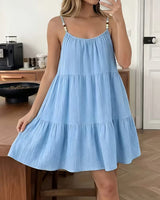 Masley – Minikleid mit Spaghettiträgern Und Lockerer Passform in Blau