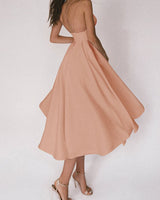 Rosebud | Kleid mit V-Ausschnitt und Trägern in Abrikose