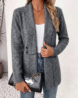 Linsey - Elegante Strick Jacke Mit Offener Vorderseite in Dunkelgrau