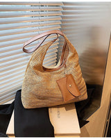Shopper-Tasche aus gewebtem Raffiabast für Damen mit Geldbeutel-Detail - Martina in Braun
