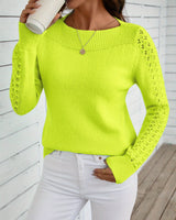 Pauliina - Lässiger Langarm Pullover Mit Lochmuster in Gelb