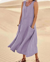 Tina™ - Sommer Leinenkleid in Lila