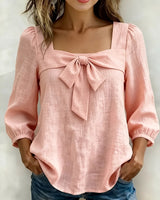 Monnie - Lässiges Sommer Hemd Mit Schleife in Rosa