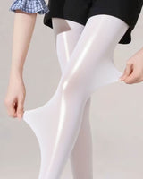 Bekah – Hochglänzende Stretch Strumpfhose Mit Fußteil in Weiß