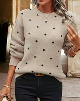 Gergana – Gestrickter Pullover Mit Polka-Punkte in Khaki
