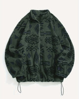 Esra – Langärmelige Jacke Mit Geometrischem Muster in Grün