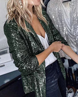 Damen Glänzend Leicht Blazer | Stilvoll in Grün