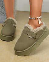Damen Winterclogs mit Schnalle und Fellfutter - Sabine in Grün