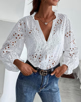 Roselina | Bestickte Bluse in Weiß